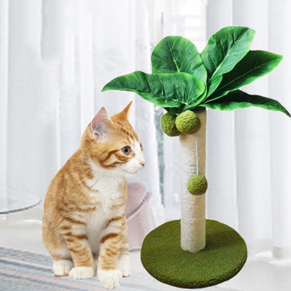 Kleiner Spiel & Kratzbaum für Katzen als Palme mit Plüsch