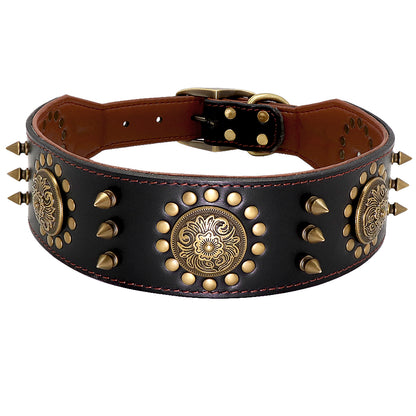 Cooles Leder Hundehalsband mit Nieten & Spikes