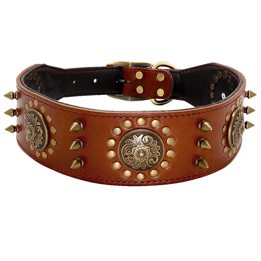 Cooles Leder Hundehalsband mit Nieten & Spikes