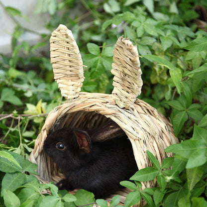 Kaninchen / Meerschweinchen Stroh-Haus mit Ohren Unterschlupf / Versteck