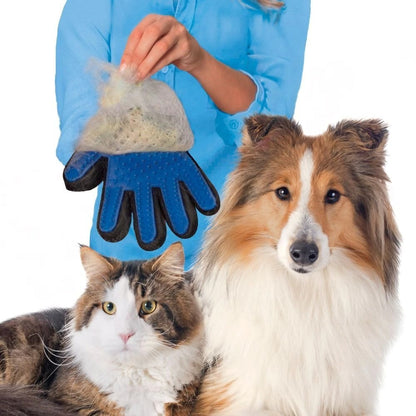 2 in 1 Handschuh für Fellpflege Hunde, Katzen, Kaninchen, Pferde Fellwäsche & Haare entfernen